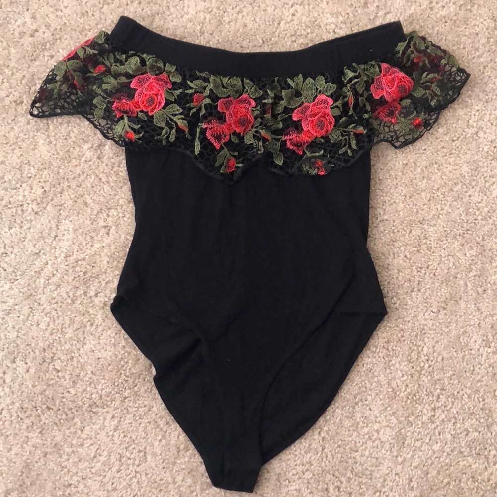 Off the shoulder lacy bodysuit